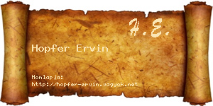 Hopfer Ervin névjegykártya